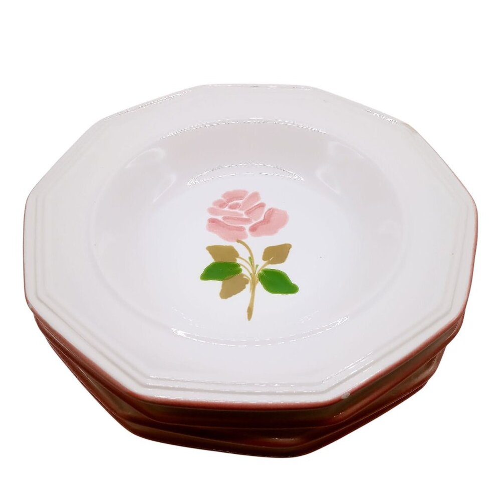 Sic Salad Soup Pasta Bowls Set Of 4 Ceramic Floral Pink Rose Design Vintage 1960